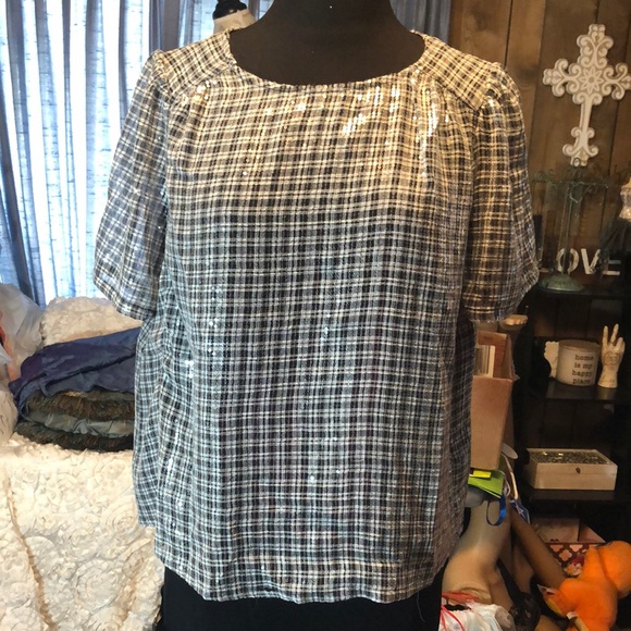 Beautiful Gray Sequin Women’s Blouse - Picture 1 of 12